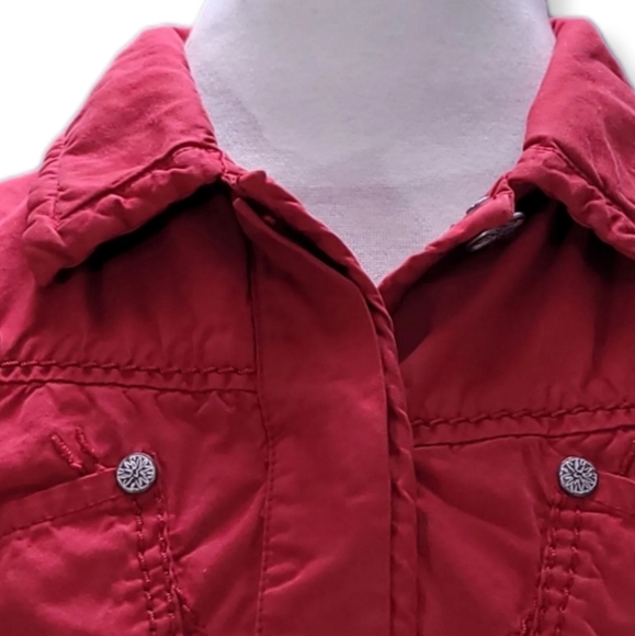 Blue Willi's Womens M Jacket Red Long Sleeve Button Front Cotton Pockets Coat - Picture 2 of 7